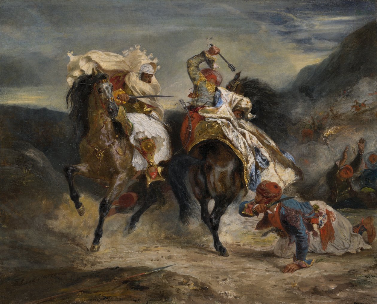 El combate de Giaour y Hassan de Eugène Delacroix