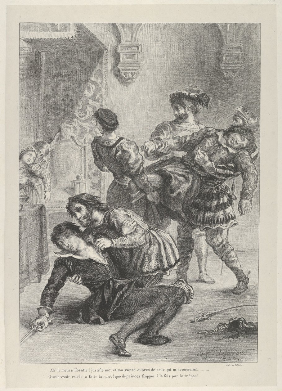 La muerte de Hamlet, 1843 de Eugène Delacroix