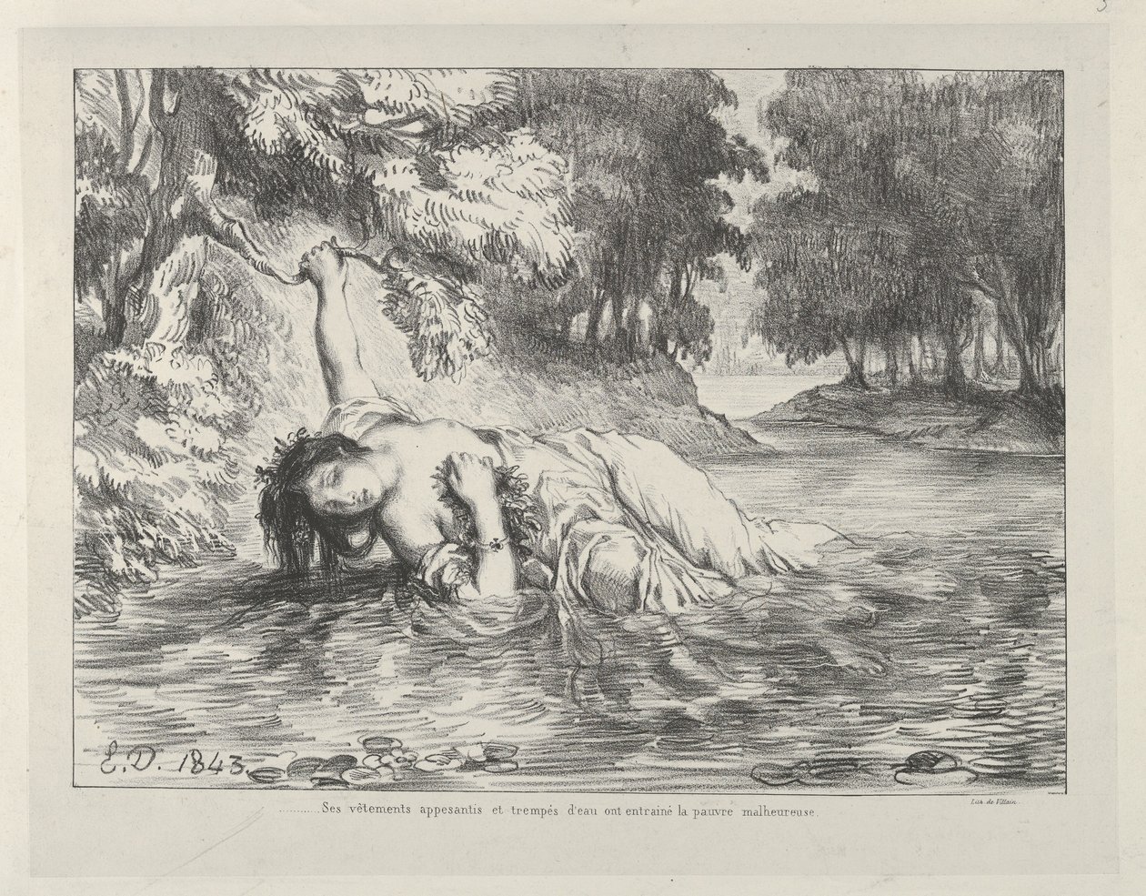 La muerte de Ofelia, 1843 de Eugène Delacroix
