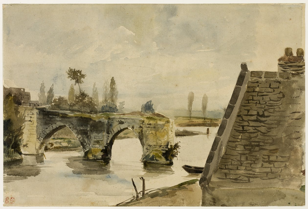 El viejo puente en Nantes de Eugène Delacroix