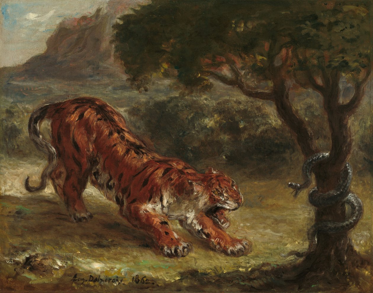 Tigre y serpiente de Eugène Delacroix