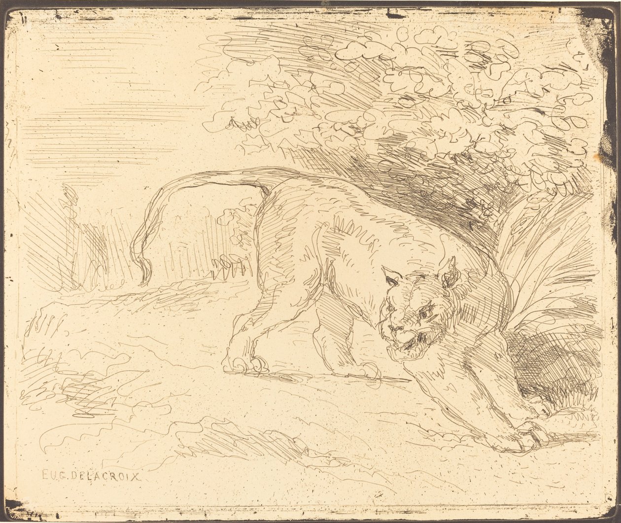 Tigre en Alerta de Eugène Delacroix