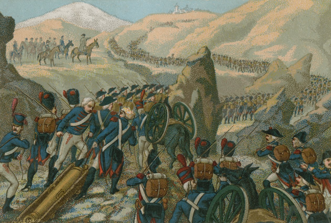 El ejército de Napoleón cruzando el Gran Paso de San Bernardo hacia Italia, mayo de 1800 de European School