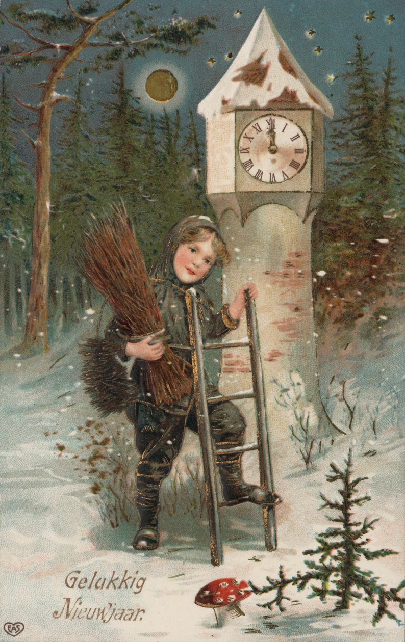 Feliz Año Nuevo (litografía en color) de European School
