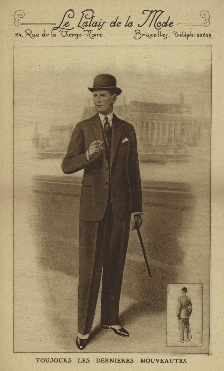 Moda masculina hacia 1930 (litografía) de European School