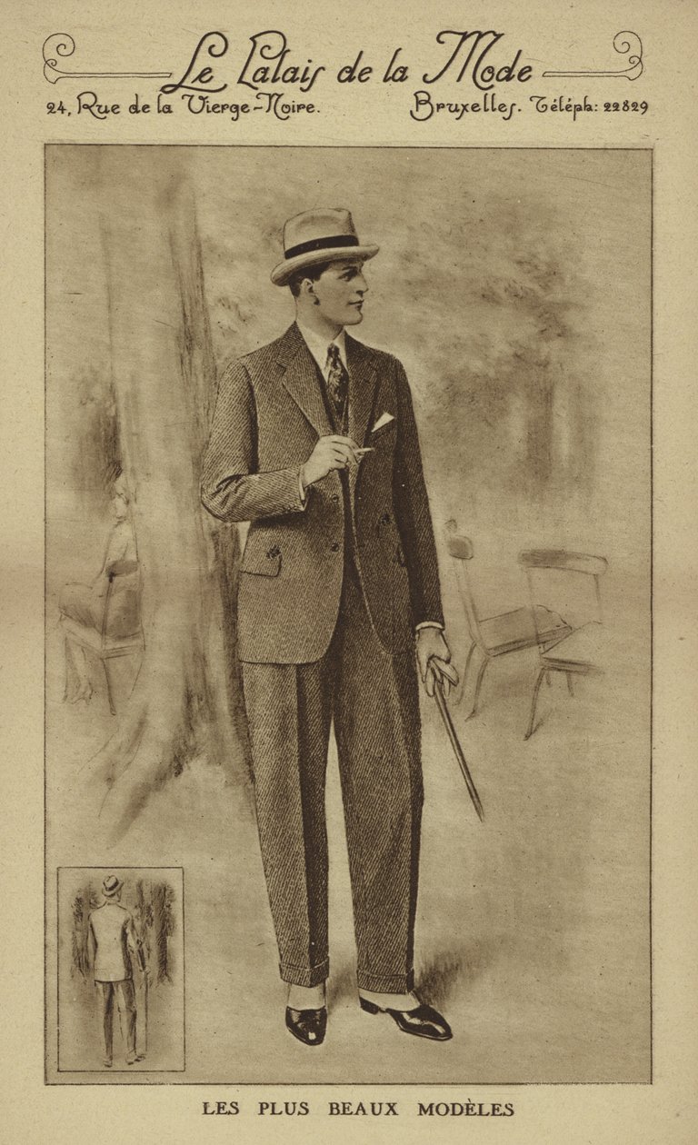 Moda masculina hacia 1930 (litografía) de European School