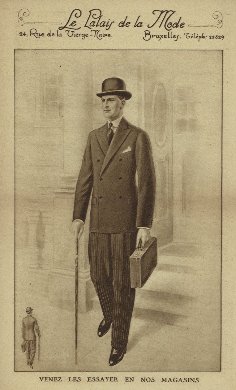 Moda masculina hacia 1930 (litografía) de European School