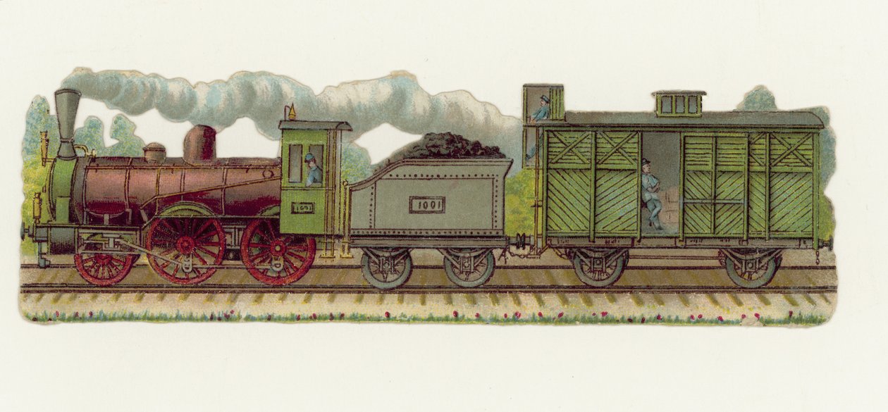 Tren de vapor (cromolito) de European School