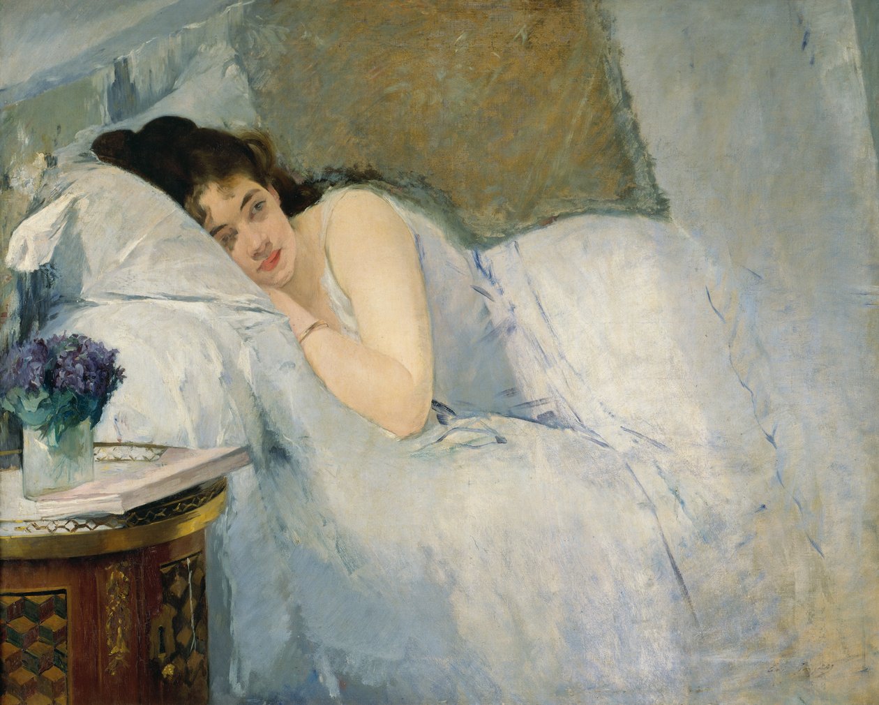 Niña despertando, c.1877-78 (óleo sobre lienzo) de Eva Gonzalès