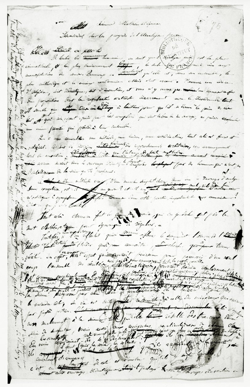 Manuscrito sobre los avances en análisis puro, c.1830 de Evariste Galois