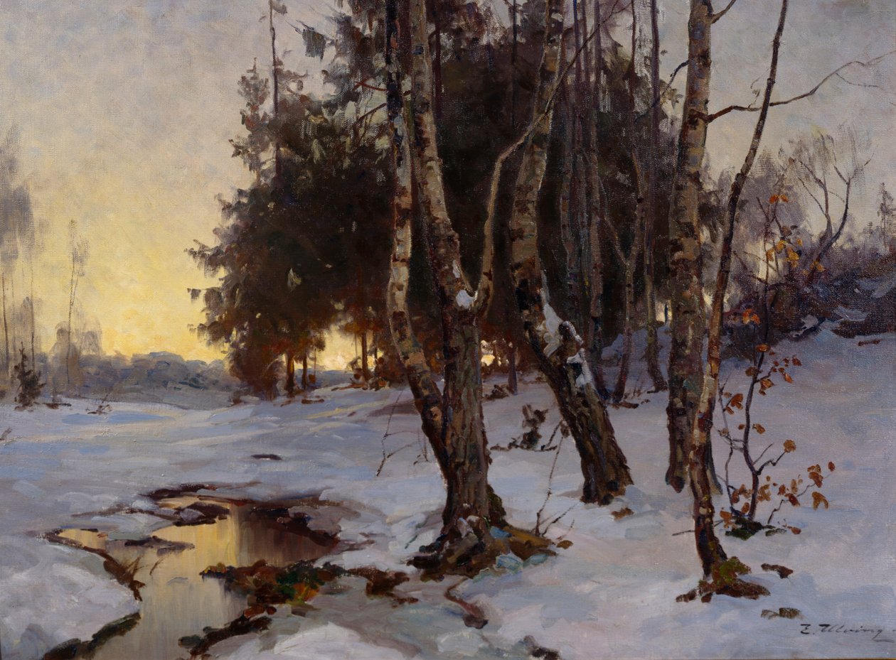 Paisaje invernal (óleo sobre lienzo) de Even Ulving