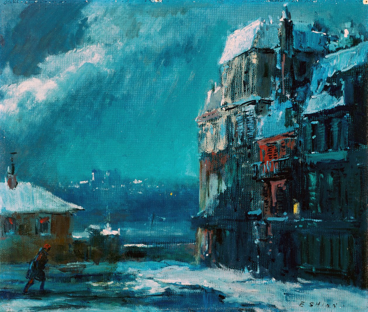 Noche de invierno, París (óleo sobre tabla) de Everett Shinn