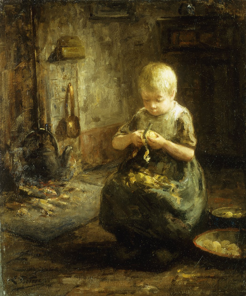 Un Niño Pelando Patatas de Evert Pieters