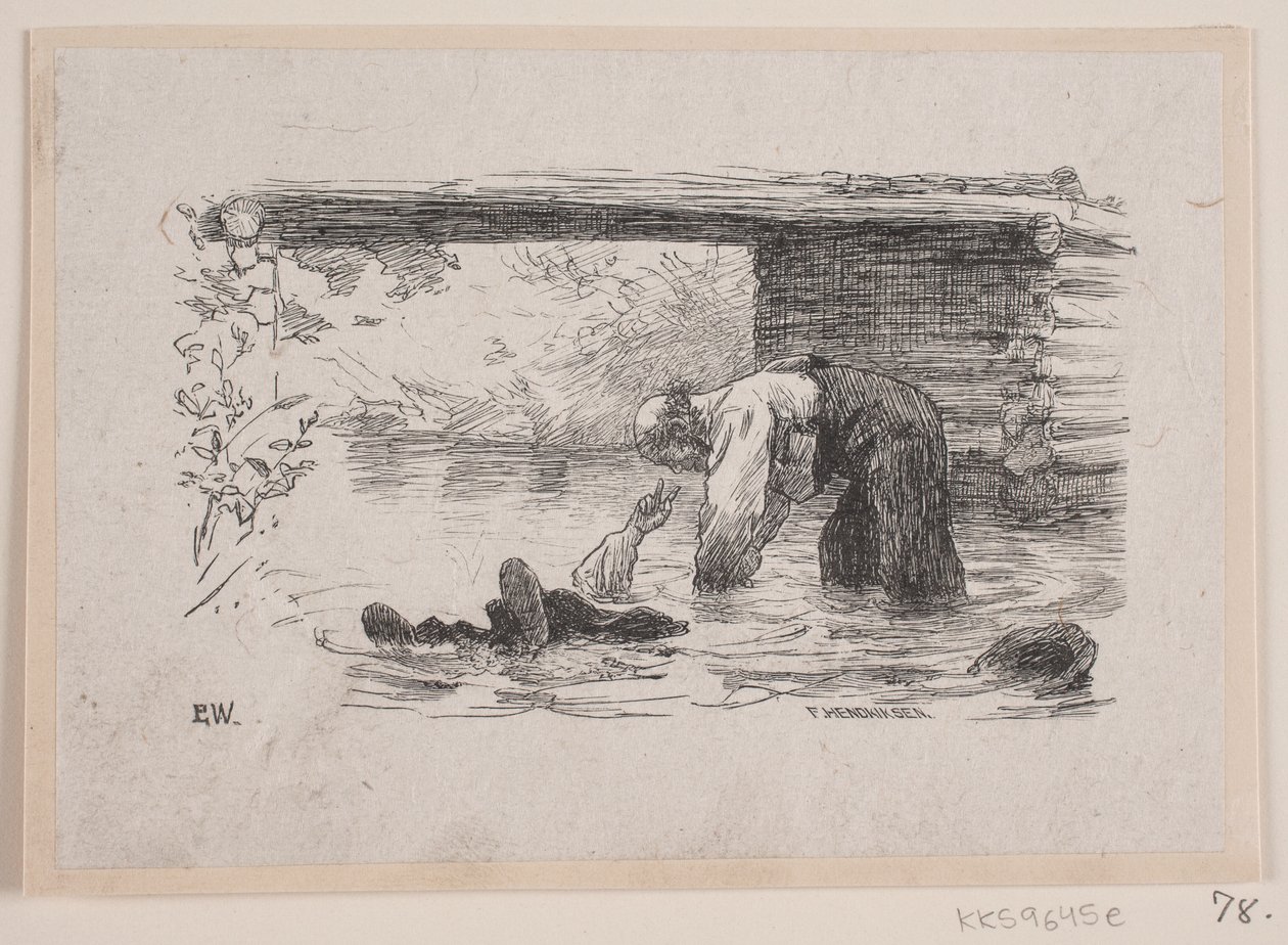 Ilustración para "Kjærringen mod strømmen" de F. Hendriksen