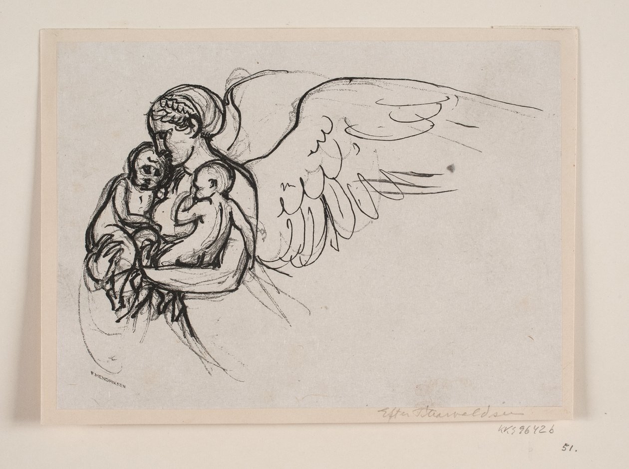 Boceto para el relieve de Thorvaldsen, "Natten" de F. Hendriksen