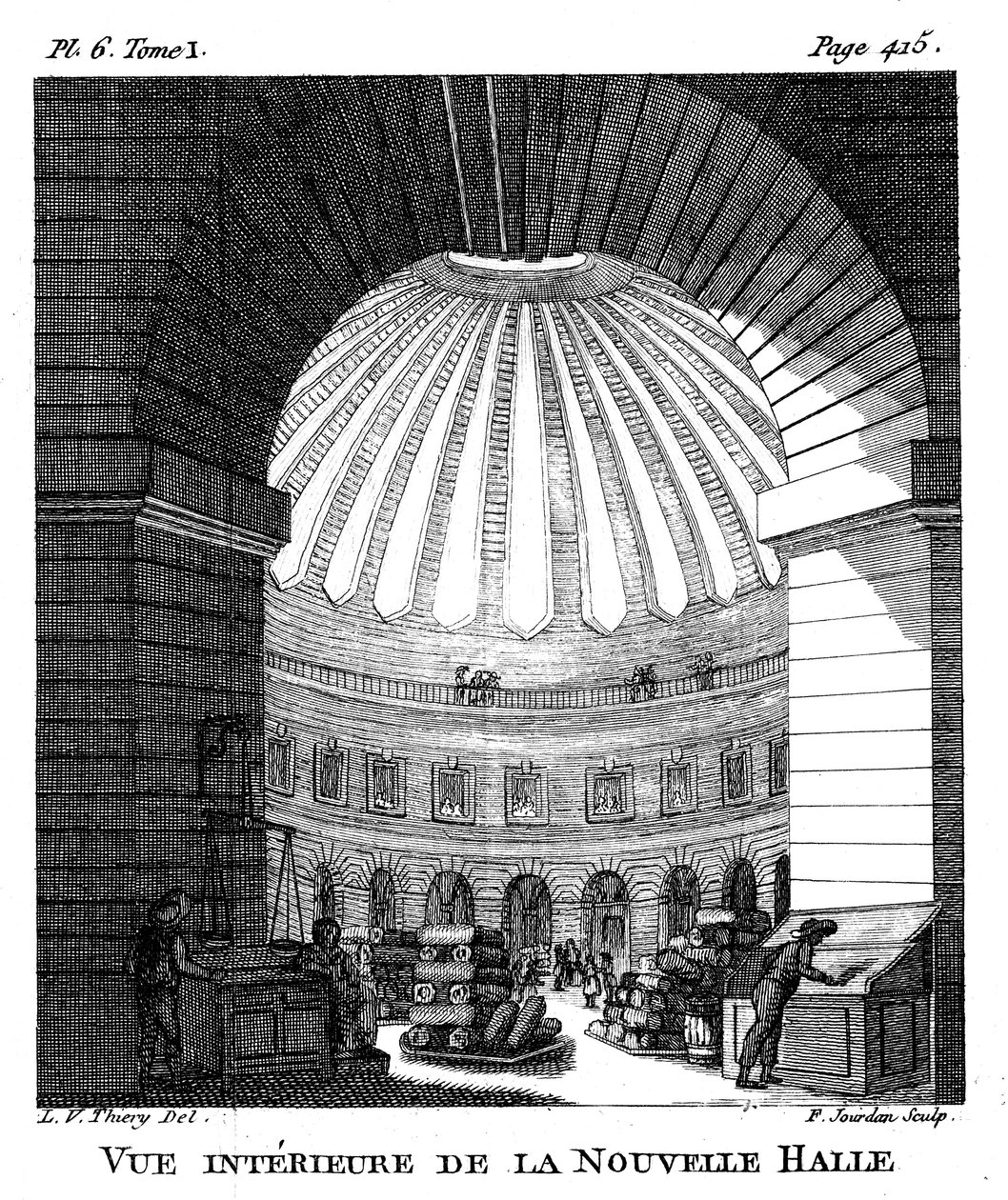Les Halles, París, 1786 de F. Jourdan