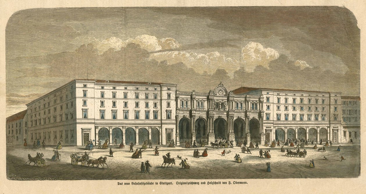 El primer edificio de la estación de Stuttgart de F. Obermann