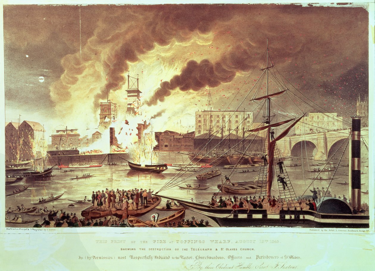 Incendio en Toppings Wharf, 1843 de F. Sexton