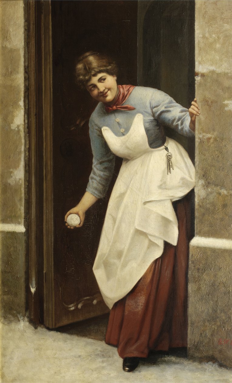 Mujer con una bola de nieve de F. W.