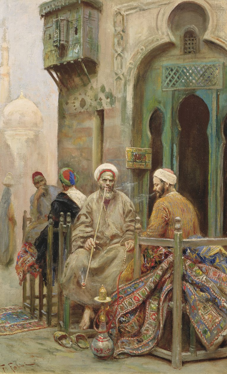 El humo de la tarde, c.1888 (óleo sobre lienzo) de Fabio Fabbi