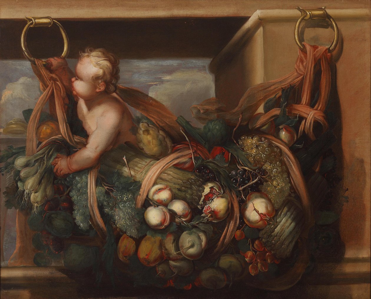 Putto con una guirnalda de frutas de Felice Fortunato Biggi