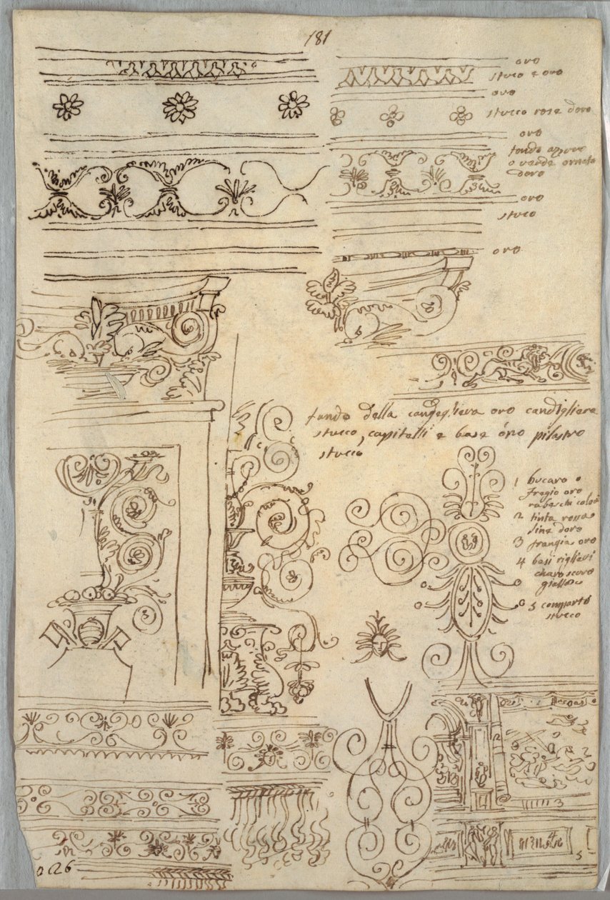 Ocho estudios de frisos y candelabro de Felice Giani