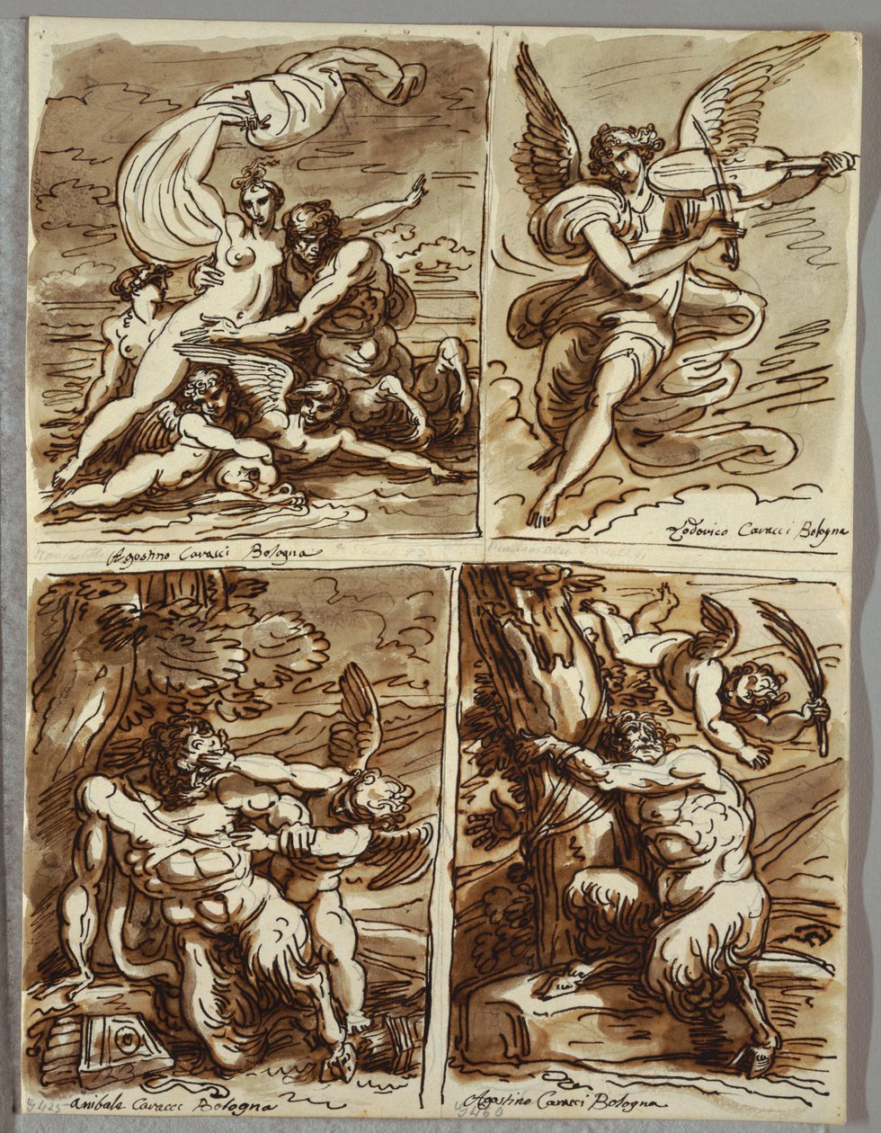 Glauco y Escila, estudio después de Agostino Carracci de Felice Giani