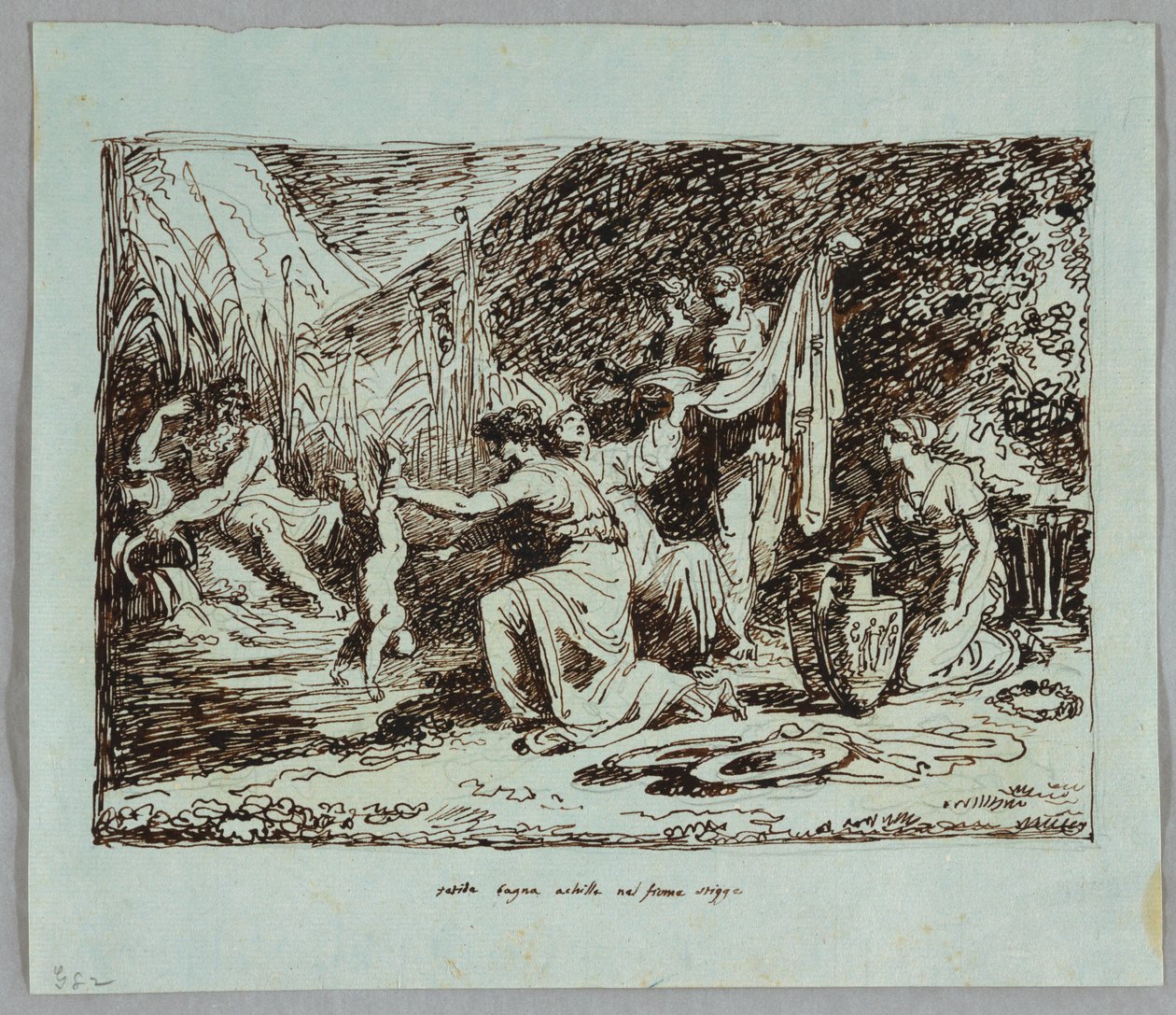 Tetis sumerge a Aquiles en el río Estigia de Felice Giani
