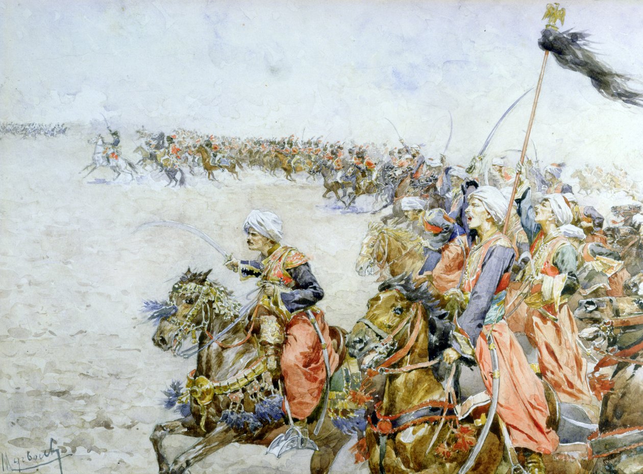 Carga de los mamelucos en la Batalla de Austerlitz, 2 de diciembre de 1805 de Felicien baron de Myrbach Rheinfeld