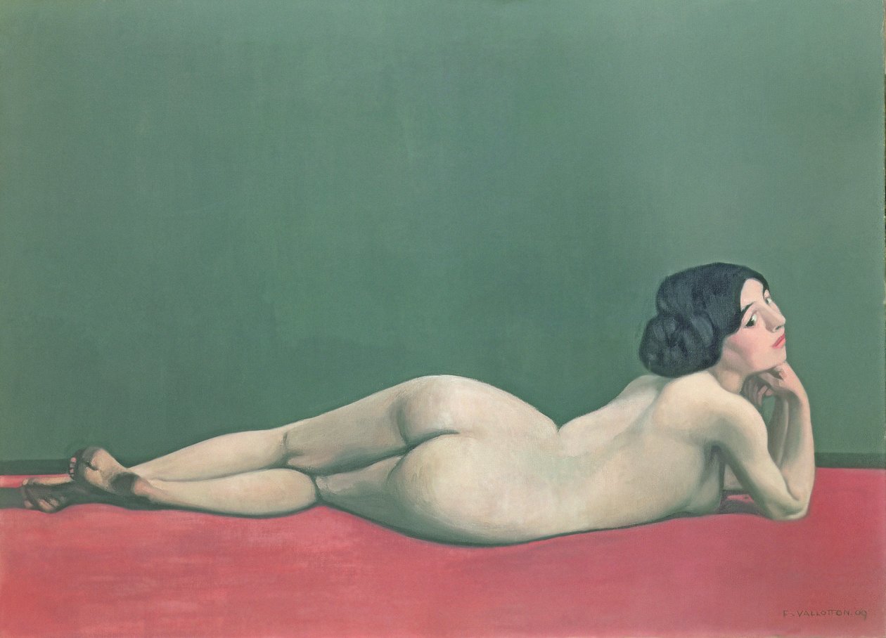 Desnudo Estirado sobre un Trozo de Tela de Felix Edouard Vallotton