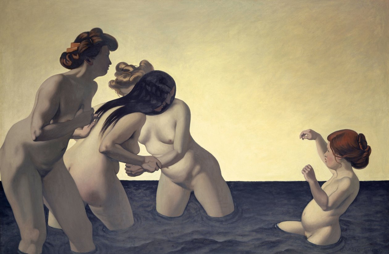 Tres mujeres y una niña jugando en el agua, 1907 de Felix Edouard Vallotton