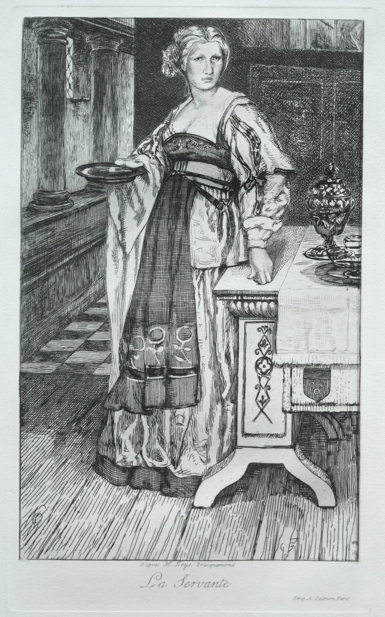 La sirvienta, después de H. Leys de Felix Bracquemond