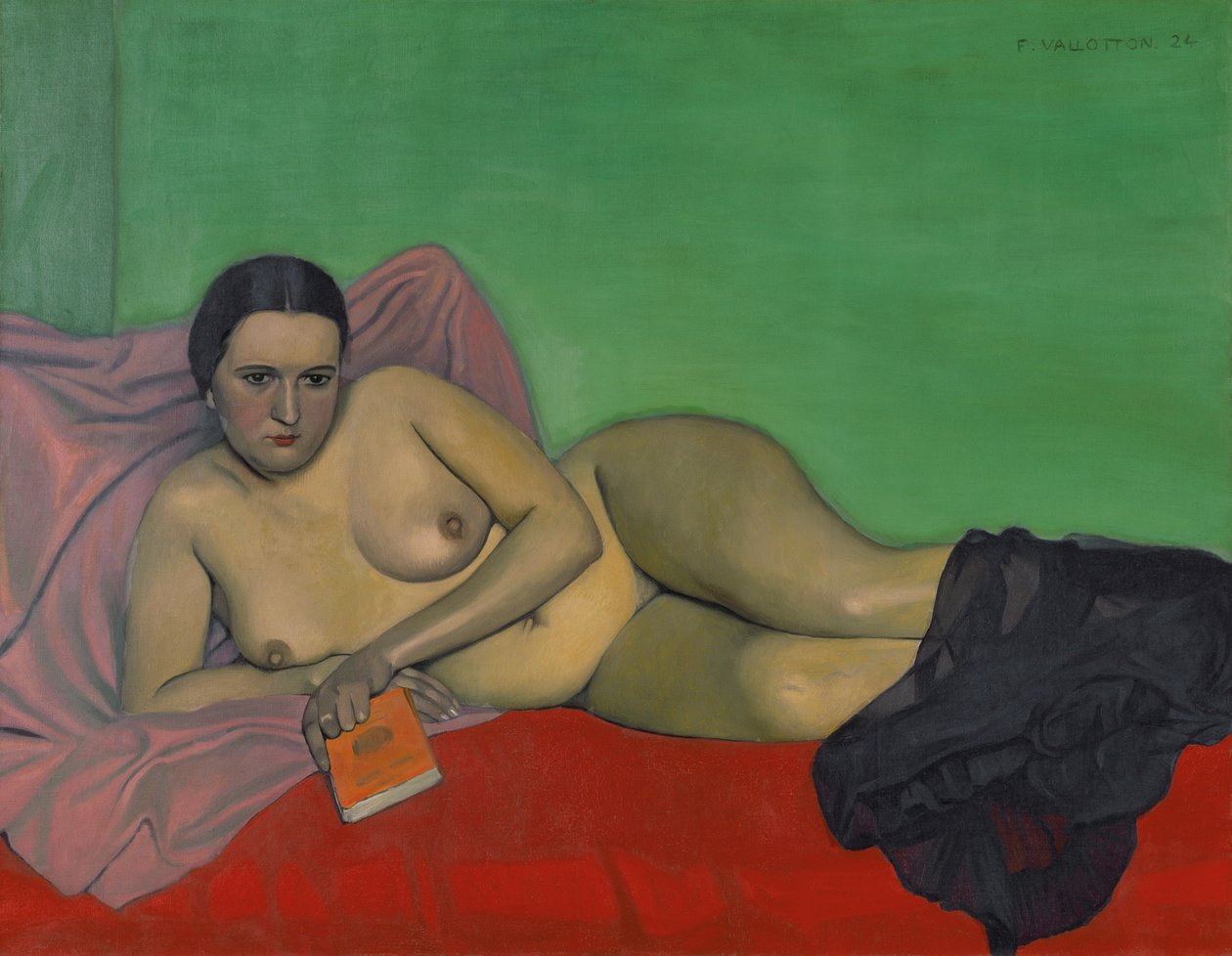 Mujer desnuda sosteniendo un libro, 1924 de Felix Edouard Vallotton