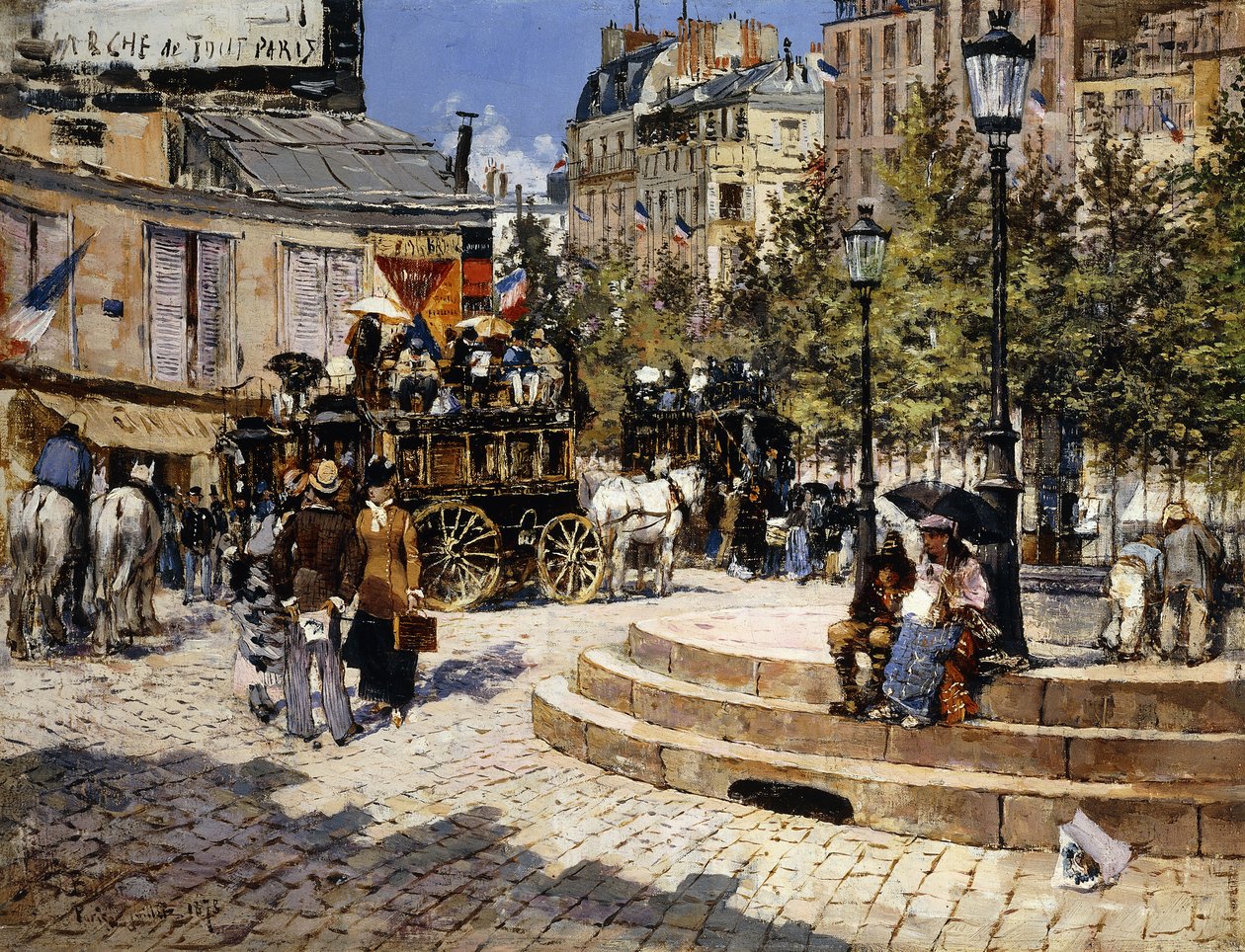 Una plaza concurrida de París de Felix Hilaire Buhot