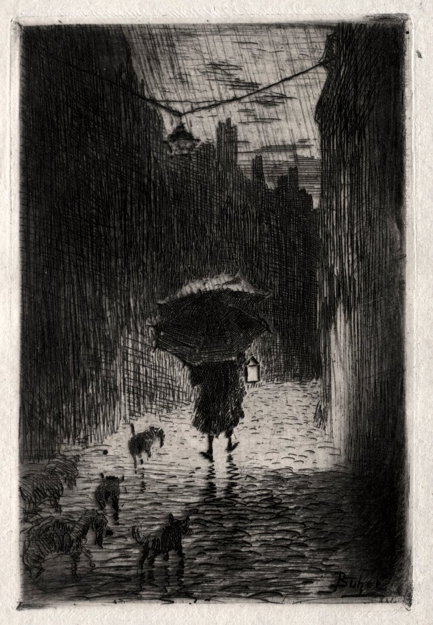 Lluvia y Paraguas, c. 1875 de Felix Hilaire Buhot