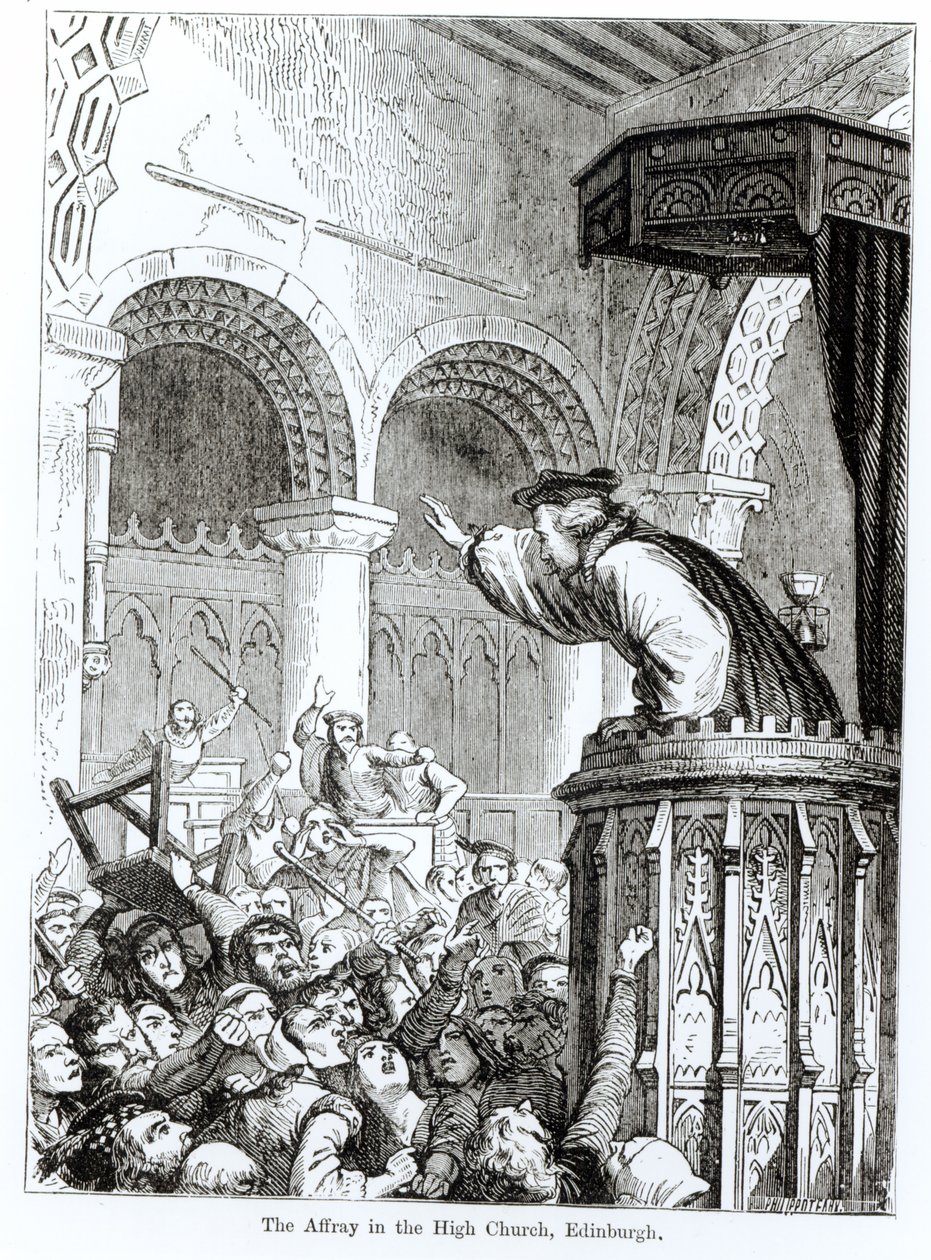 La Pelea en la Iglesia Alta, Edimburgo de Felix Philippoteaux