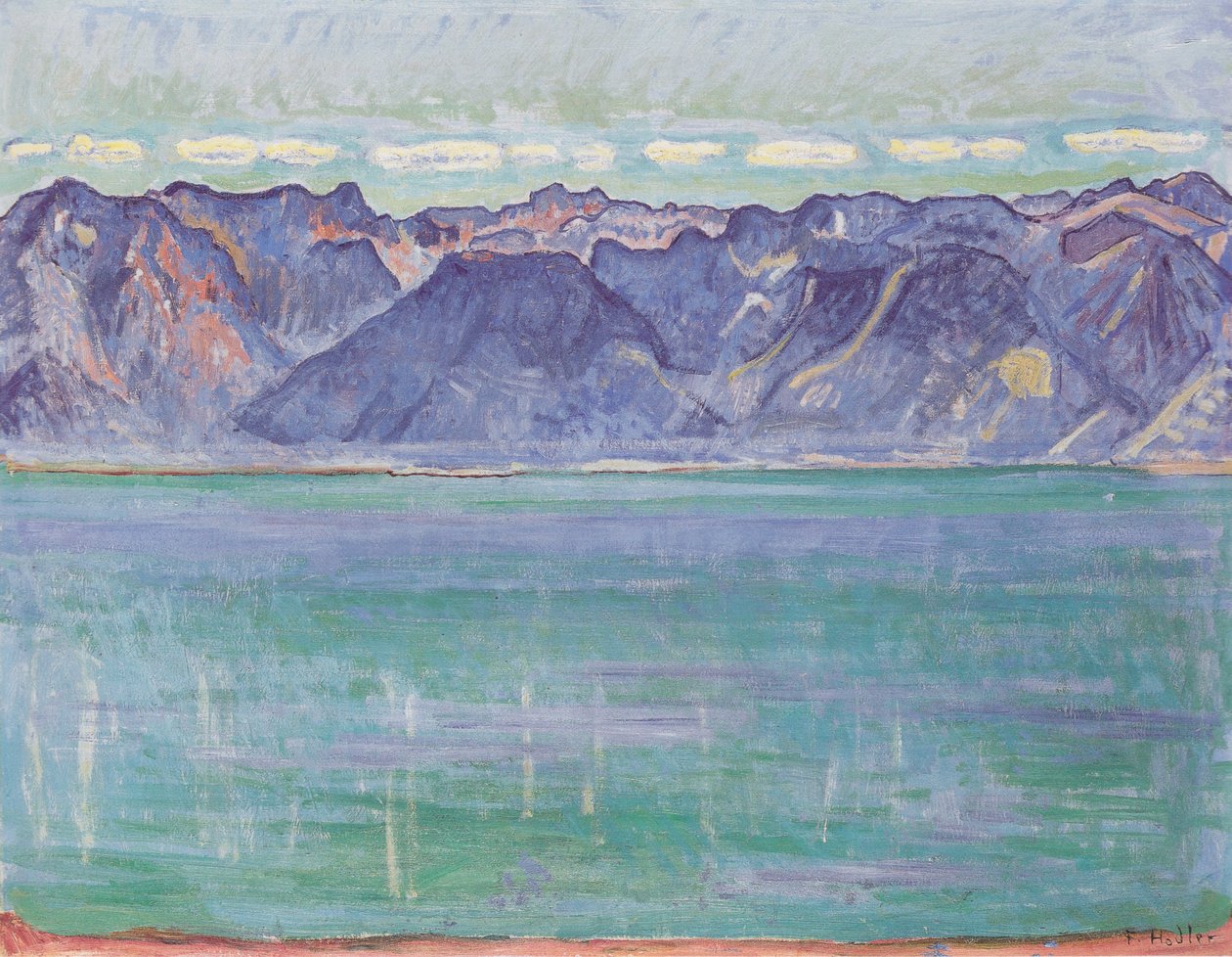 Lago de Ginebra con vista a las montañas de Saboya de Ferdinand Hodler