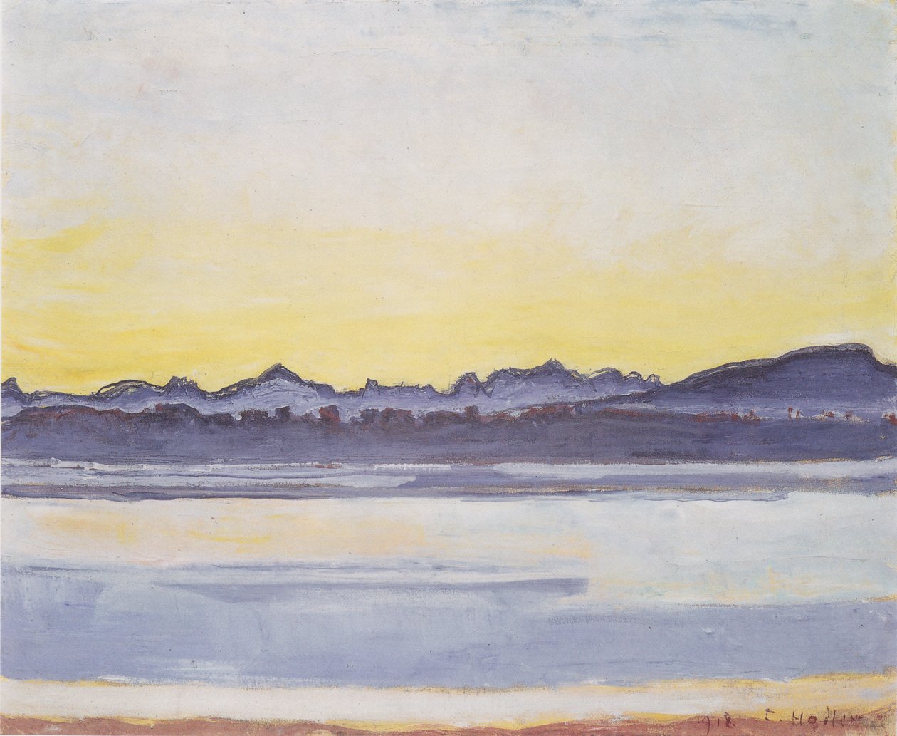 Lago de Ginebra con Mont-Blanc antes del amanecer de Ferdinand Hodler