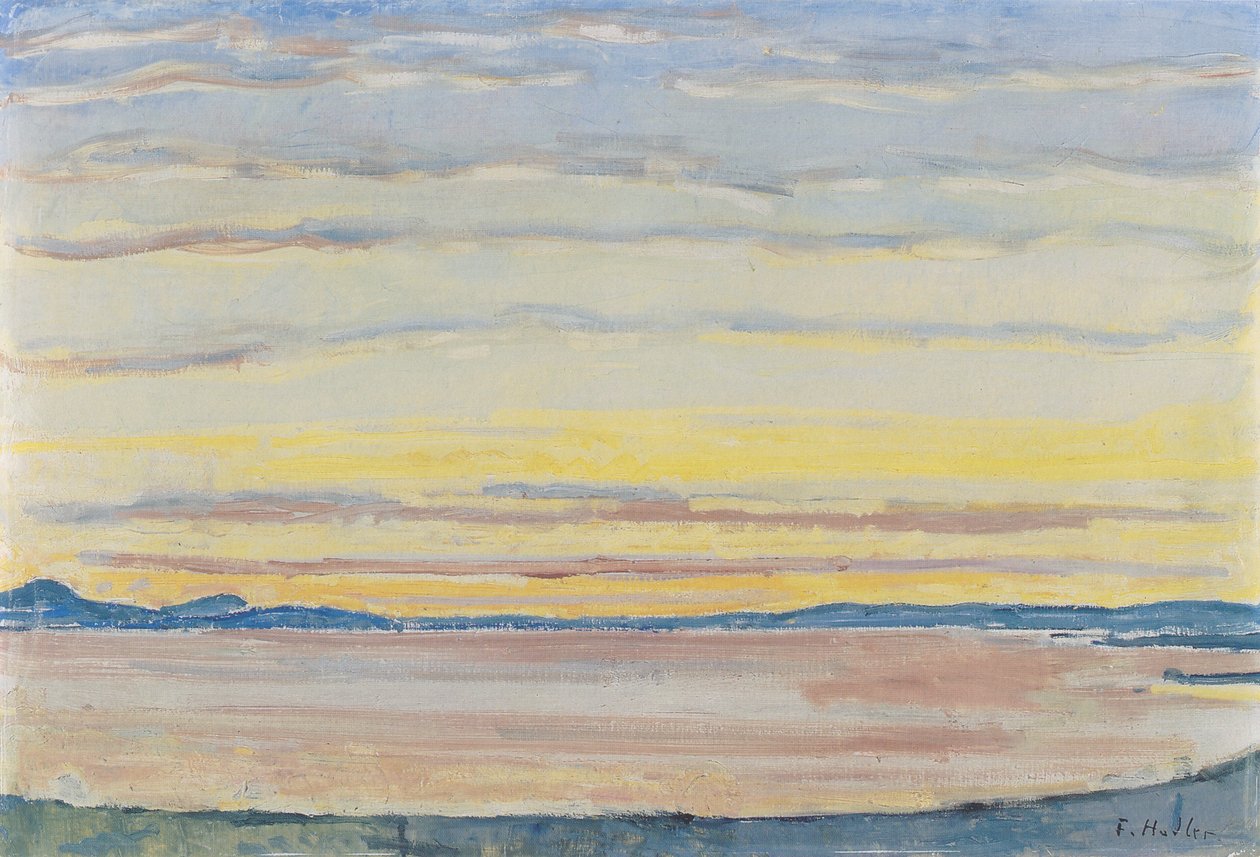 Atardecer en el lago de Ginebra de Ferdinand Hodler