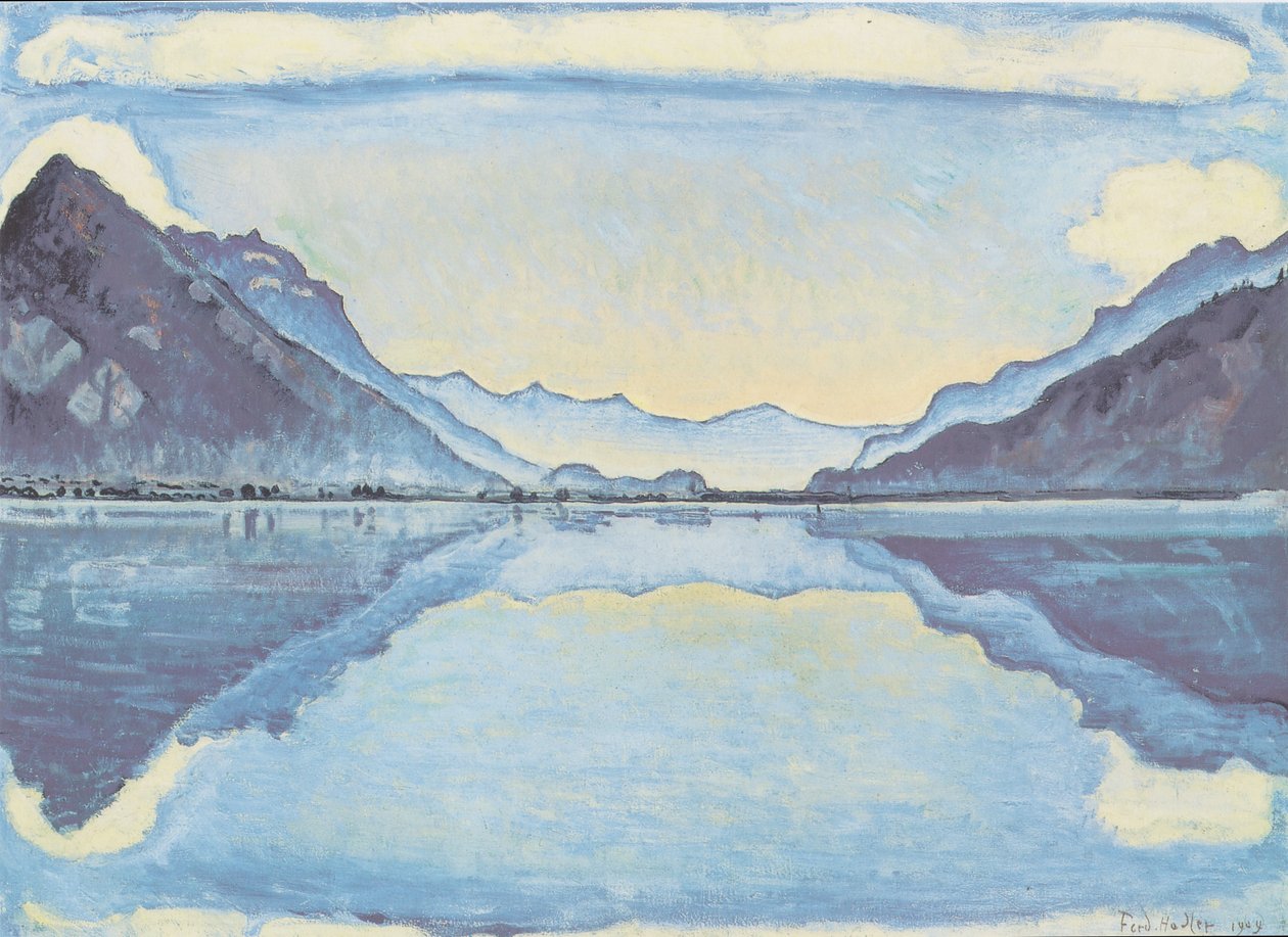 Lago de Thun con reflejo simétrico de Ferdinand Hodler