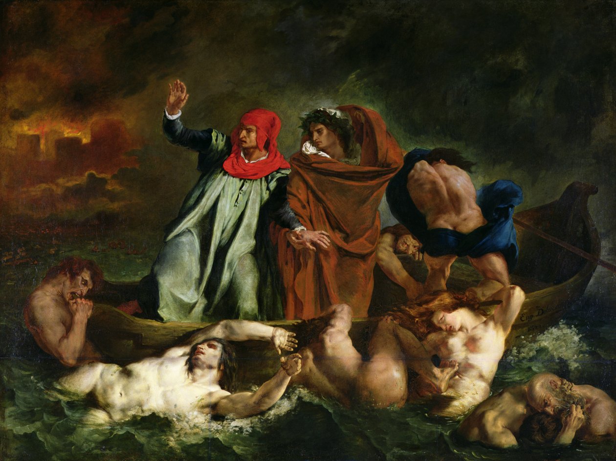 Dante (1265-1321) y Virgilio (70-19 a.C.) en el inframundo, 1822 de Ferdinand Victor Eugene Delacroix