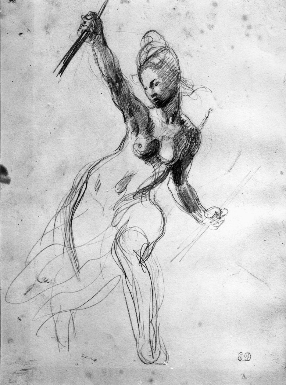 Desnudo femenino, estudio para La libertad guiando al pueblo de Ferdinand Victor Eugene Delacroix