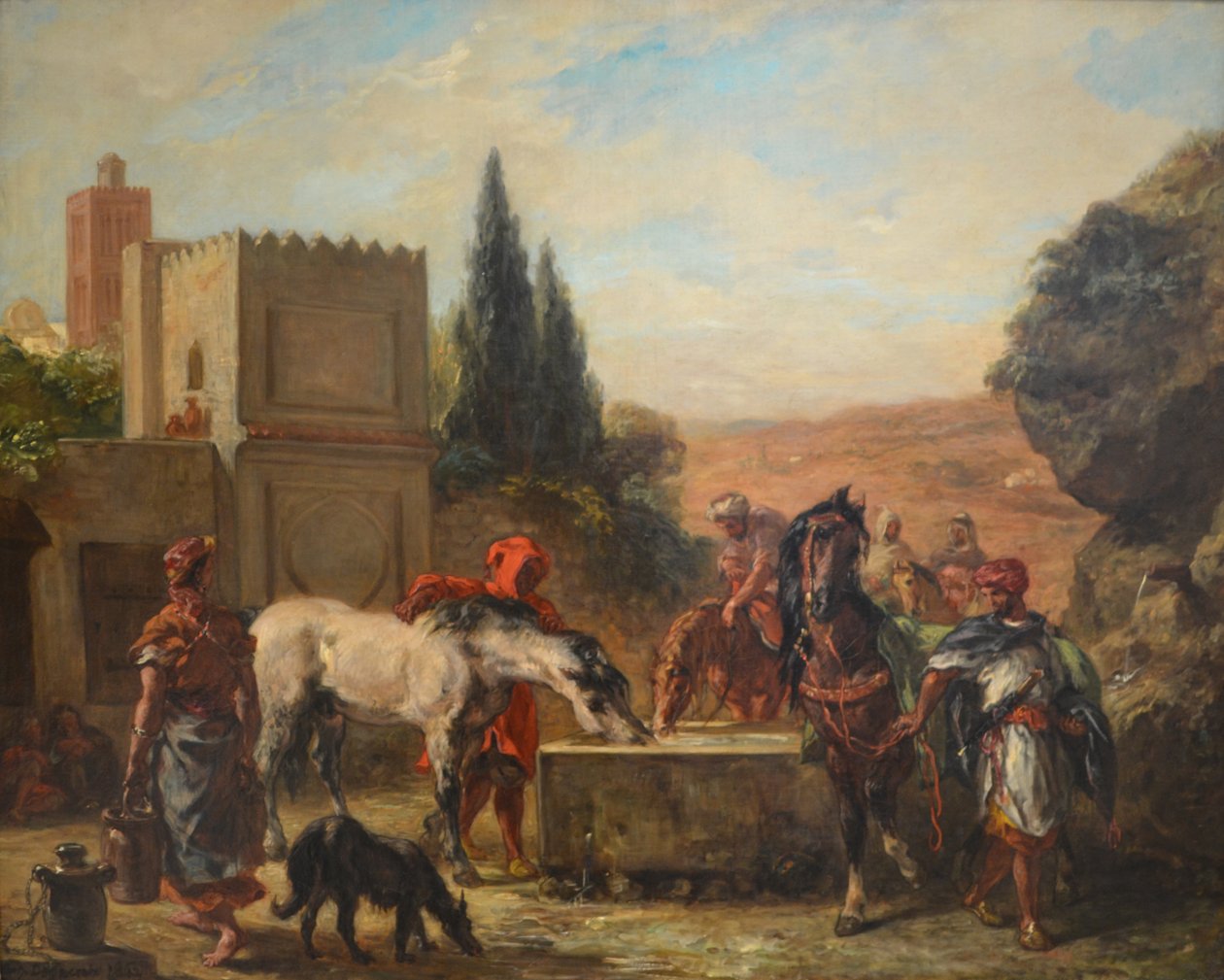Caballos en una fuente de Ferdinand Victor Eugene Delacroix