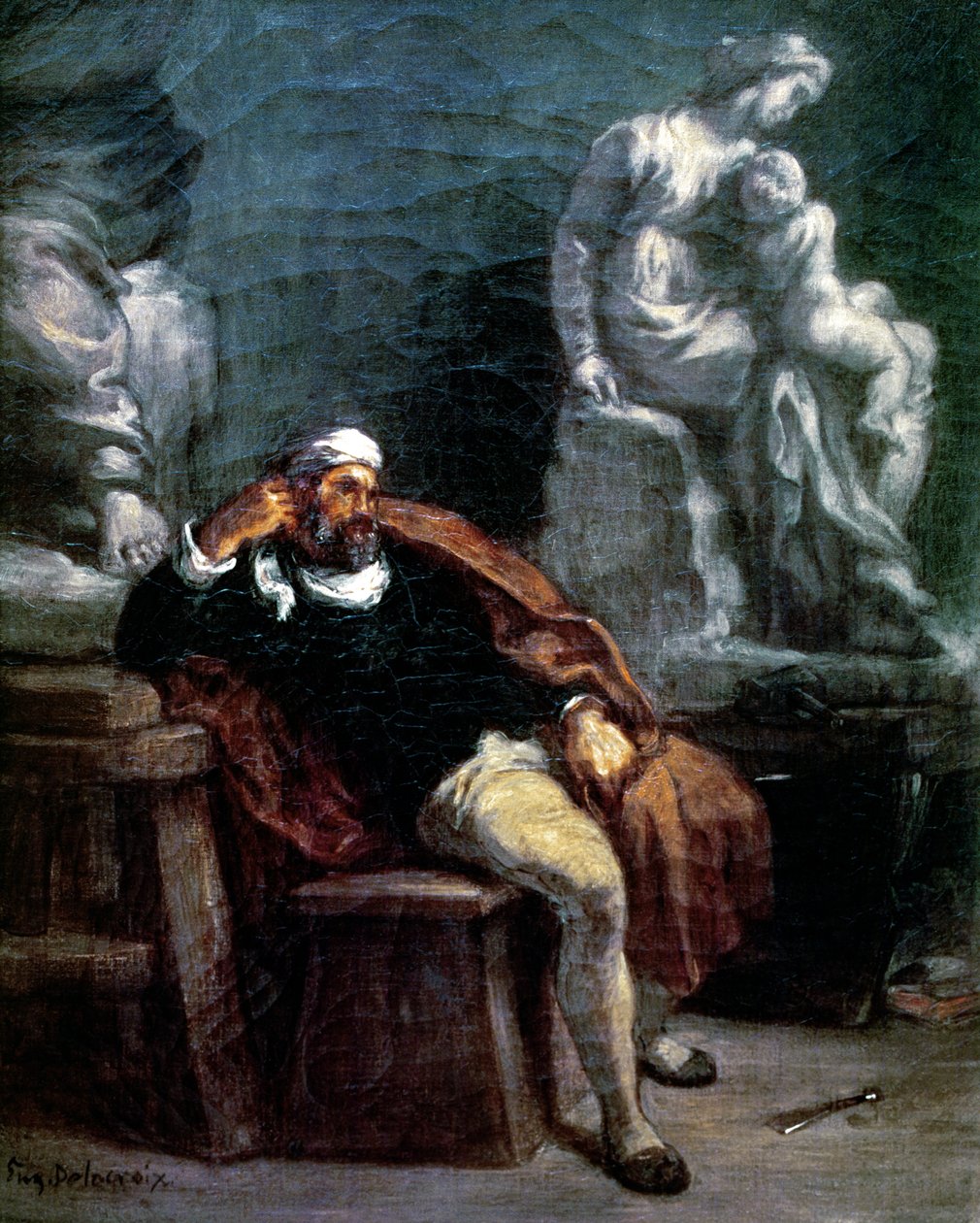 Miguel Ángel (1475-1564) en su estudio de Ferdinand Victor Eugene Delacroix