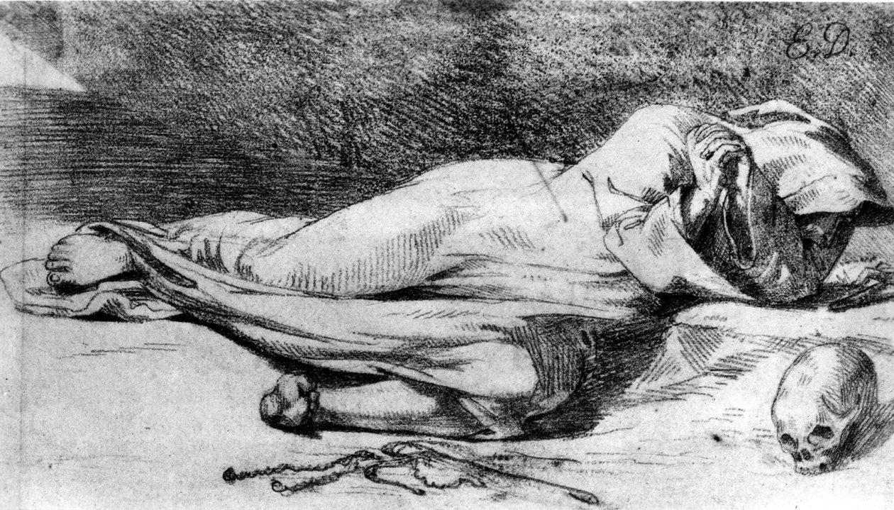 Monje en oración de Ferdinand Victor Eugene Delacroix