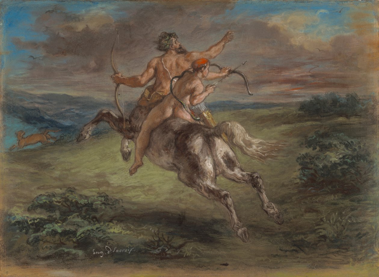 La educación de Aquiles de Ferdinand Victor Eugene Delacroix