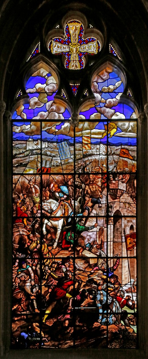 Ventana que representa a San Luis en la batalla de Taillebourg (vidriera) de Ferdinand Victor Eugene Delacroix
