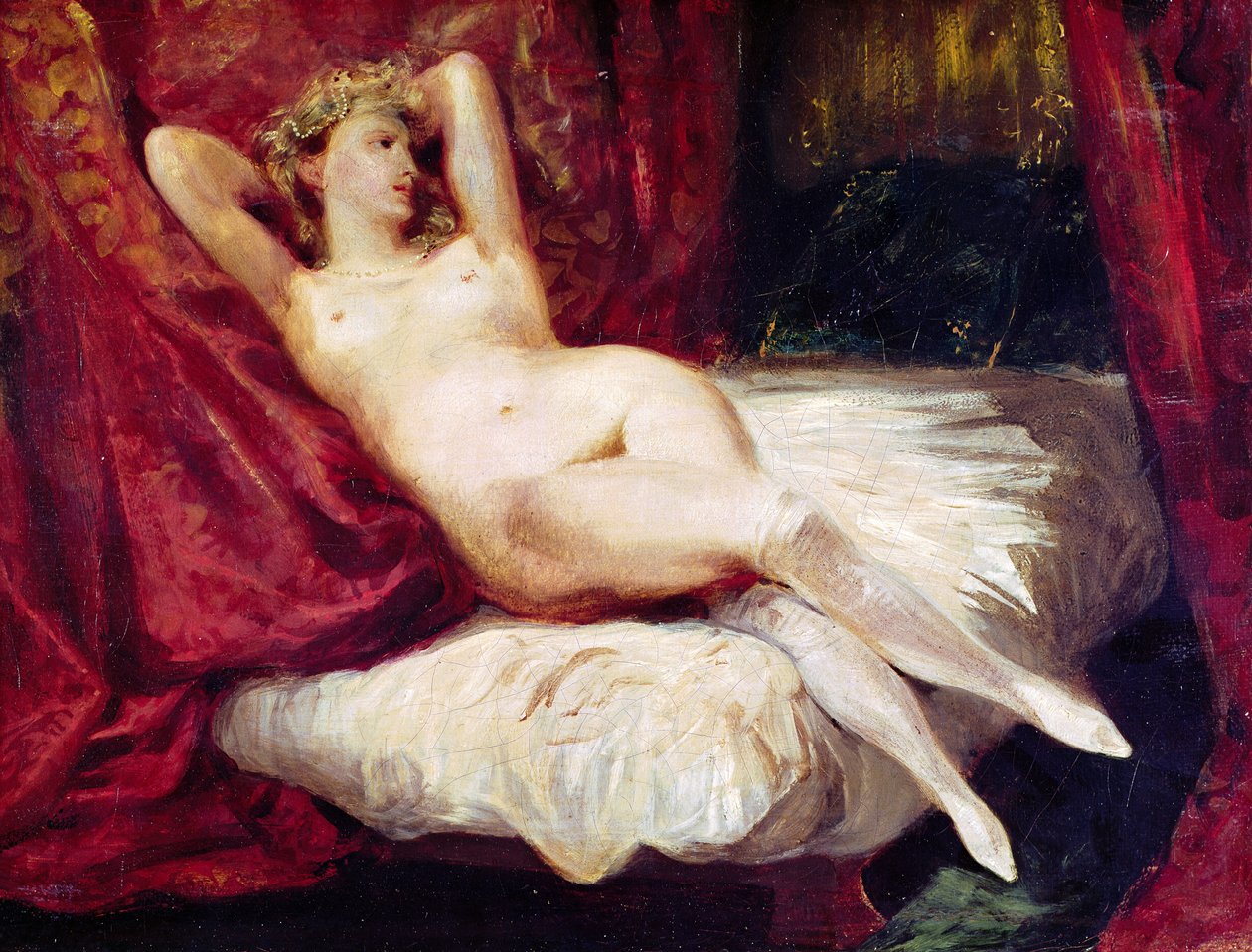 Mujer con medias blancas de Ferdinand Victor Eugene Delacroix
