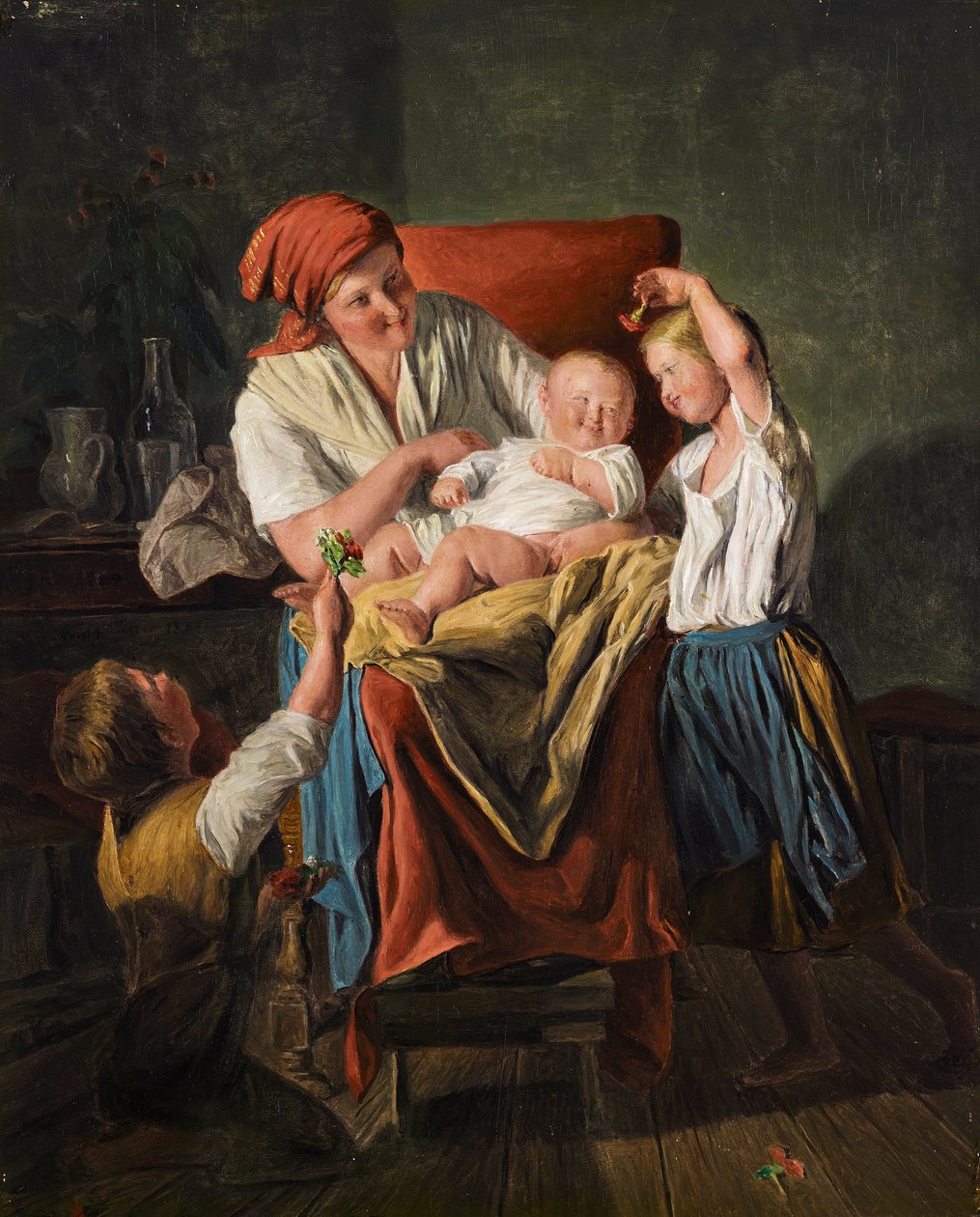 felicidad maternal de Ferdinand Georg Waldmuller