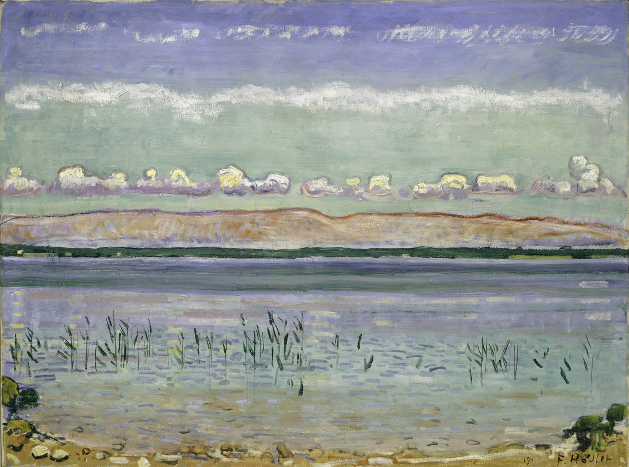 Lago de Ginebra con colinas de Jura, 1911 de Ferdinand Hodler